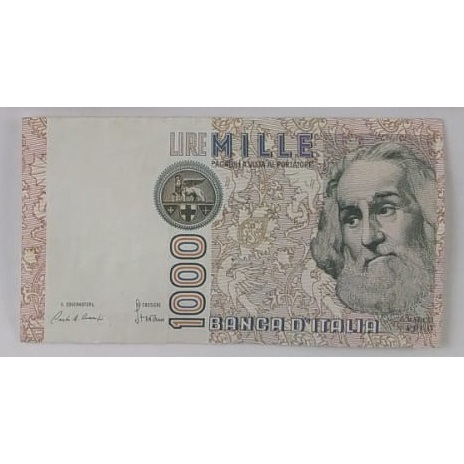 Antiga Cédula de 1000 liras da Itália - entre 1982 e 1988 - bem conservada