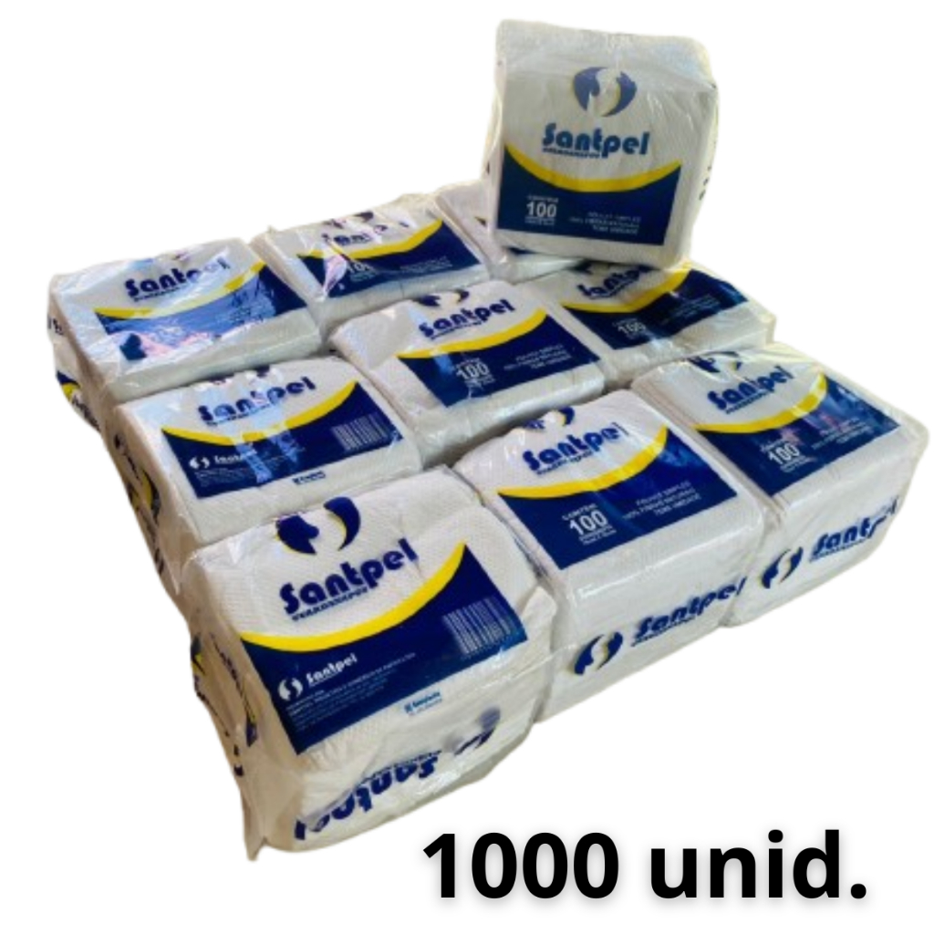 1000 unid. Guardanapo de mesa 20x20 (20/10 pacotes c/50 unid) Santpel