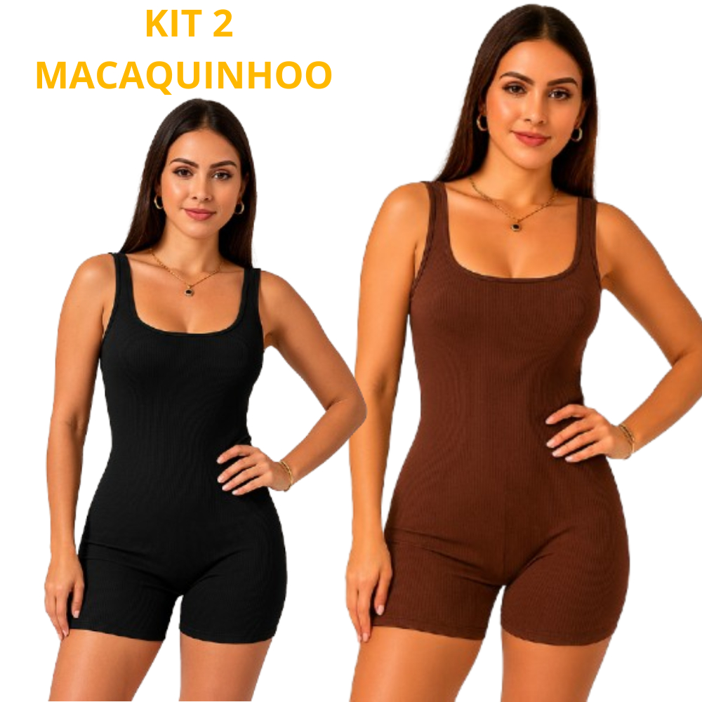 kit 2 Macaquinho Curto Feminino Ribana Canelada Moda Casual em Oferta na Shopee
