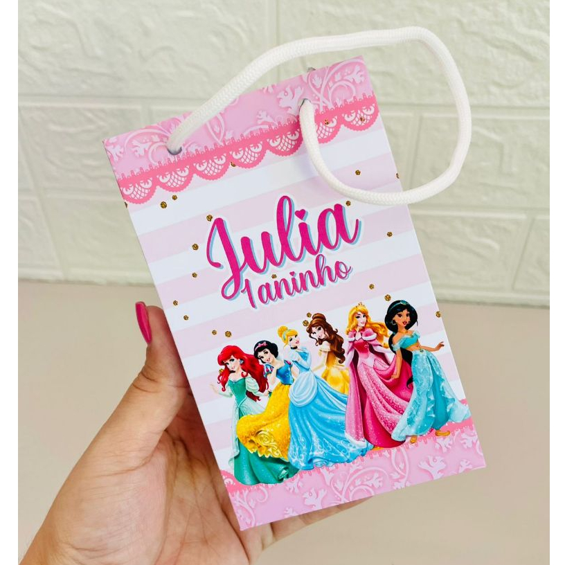 Sacolinha personalizada princesas, sacolinha princesas, bolsinha princesas, lembrancinha princesas