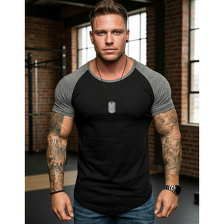 Camiseta Masculina Raglan Manga Curta Longline Enmy Co.