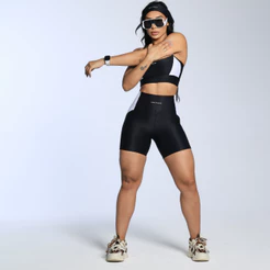 Conjunto Fitness Feminino Top e Short Poliamida Canelado