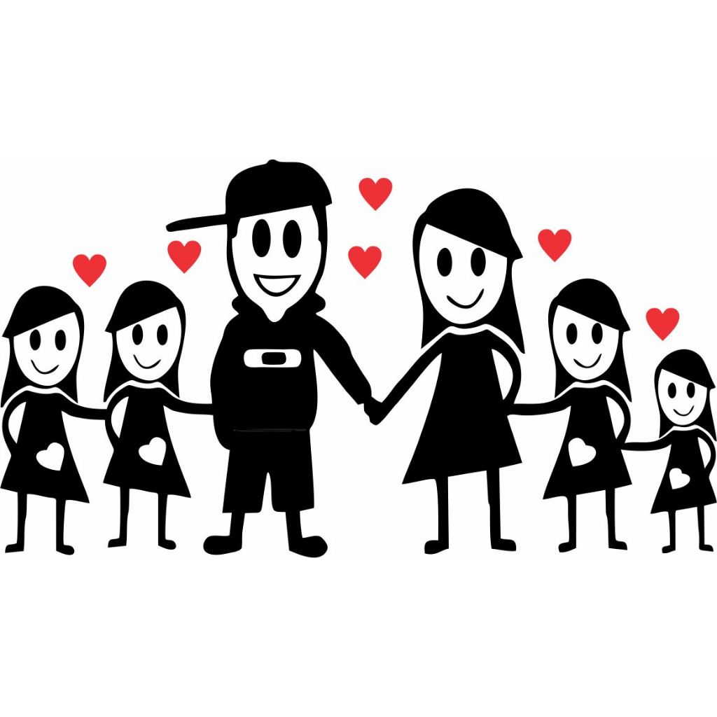 Adesivo Família Feliz Pai Mãe 4 Filhas