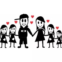 Adesivo Família Feliz Pai Mãe 4 Filhas