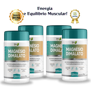 MAGNÉSIO DIMALATO Puro 600mg Com 120 Cápsulas Concentrado - 2 Meses por Pote Lair Ribeiro em Oferta na Shopee