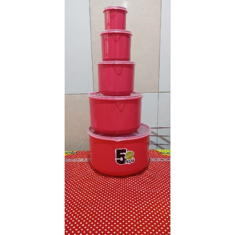 jogo de mantimentos cilíndrico 5 peças top LINE UD.cor de goiaba.