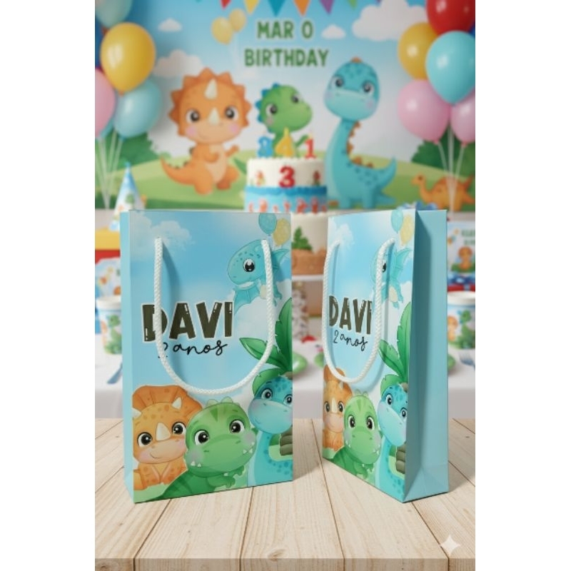 Sacolinha Surpresa Personalizada Lembrancinha de Aniversário Dino Baby Festa Infantil