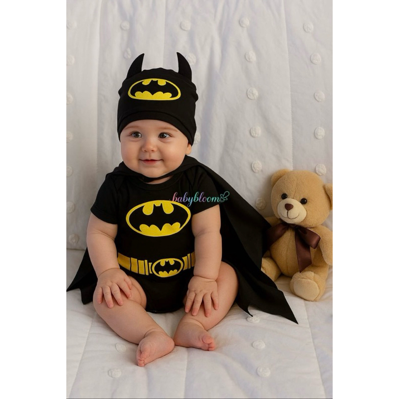 Body Bebê Infantil Mêsversário Temático Batman Preto Macacão Personagens Fantasia em Oferta na Shopee