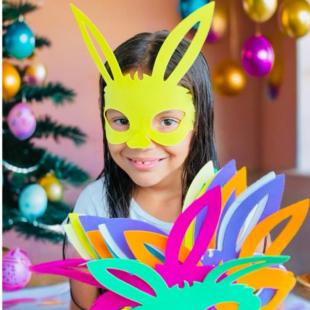 KIT Máscara Coelho Rosto páscoa  com elástico, festa, crianças