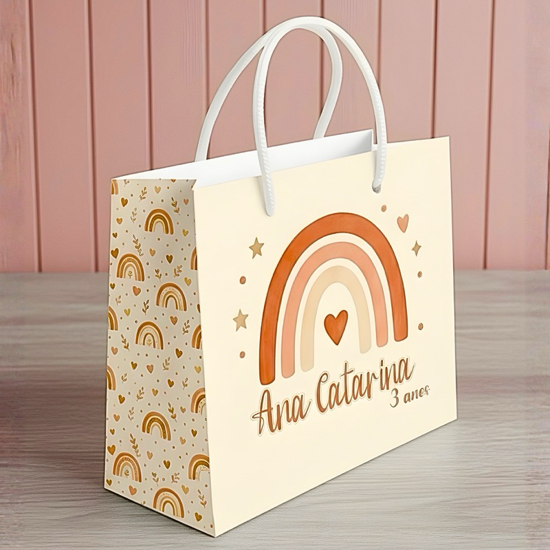 SACOLINHA ARCO ÍRIS BOHO Personalizado | Mimos | Sacolinha | Lembrancinha | Aniversário | PEGUE E MONTE