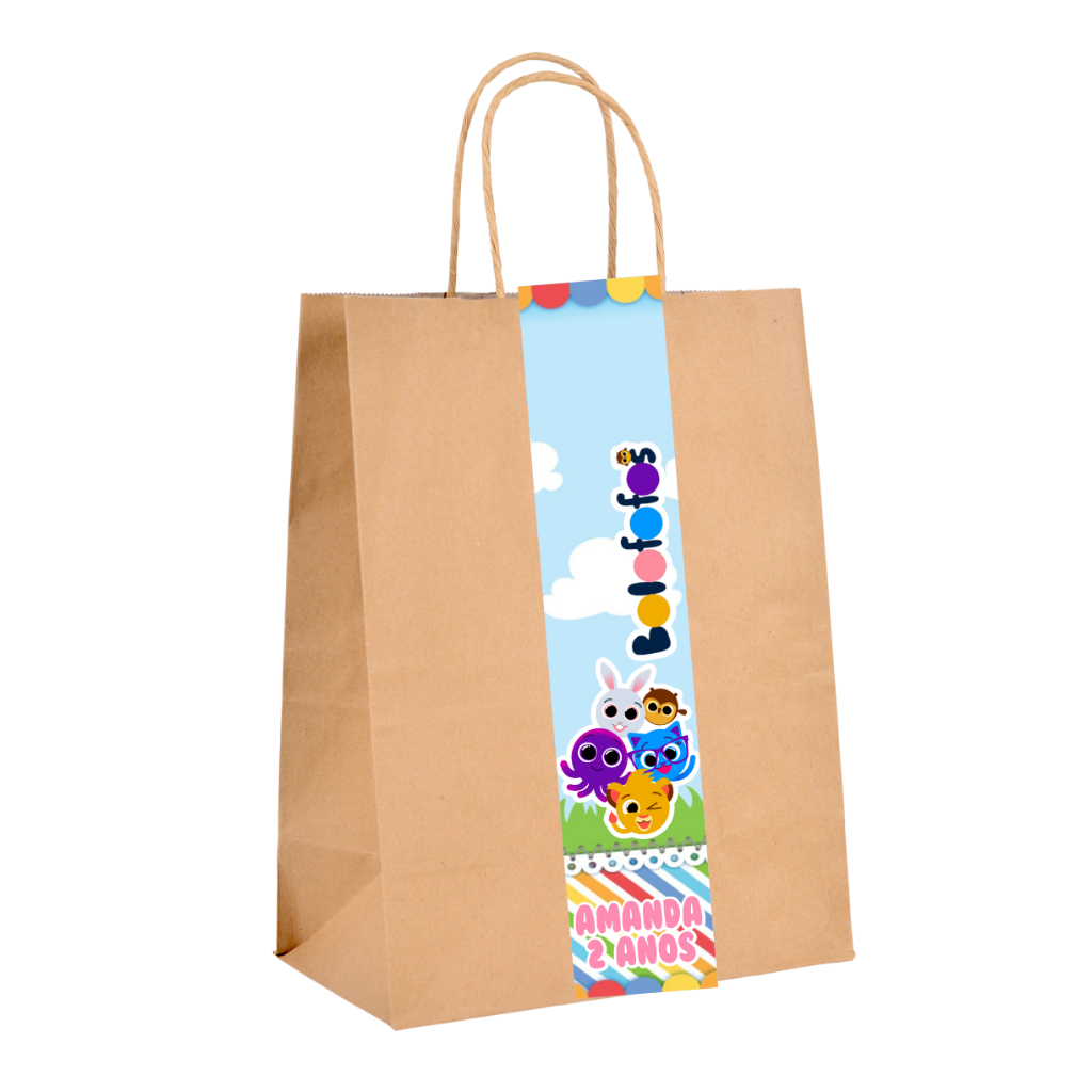 ADESIVO PERSONALIZADO PARA SACOLINHAS KRAFT  LEMBRANCINHAS FESTA BOLOFOFO