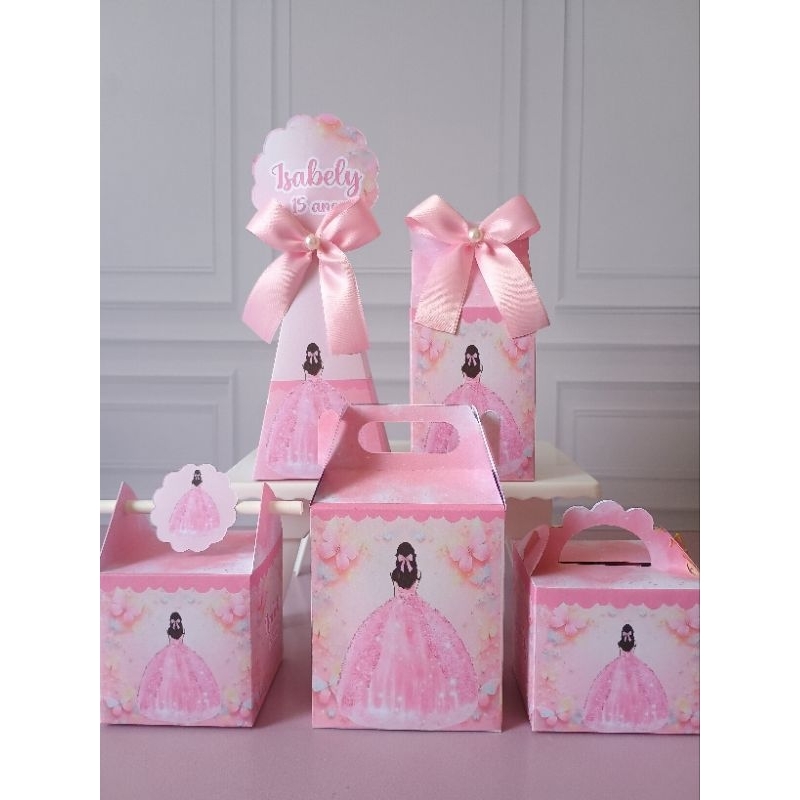 PEGUE E MONTE - Caixinhas Personalizadas 15 anos Rosa para aniversário/ Kit Caixinhas Lembrancinhas/Kit Festa/Decoração