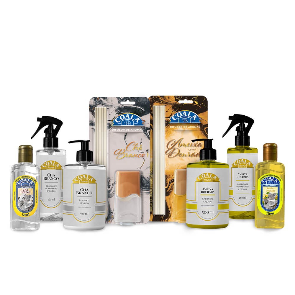 Kit Coala Home 2 Fragrâncias – Dupla Perfeita Chá Branco + Ameixa Dourada