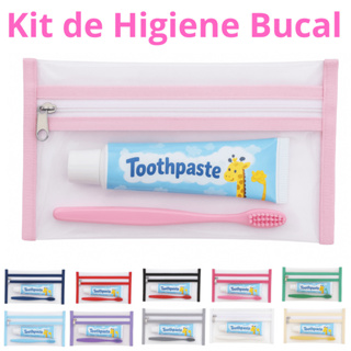 Kit Organizador de Higiene Bucal Infantil Saquinho Plástico Transparente Prático e Fofo Várias Cores em Oferta na Shopee