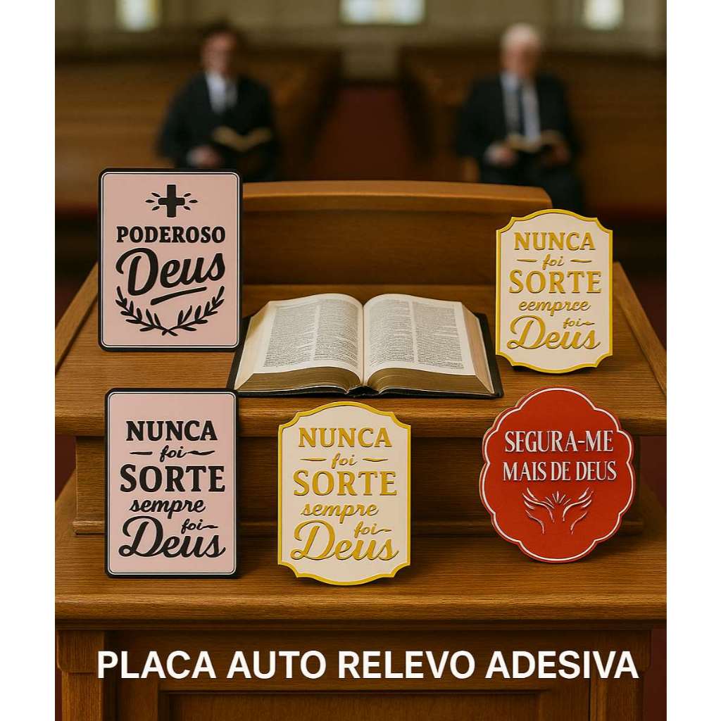 Placa Adesiva Decorativas Fé e Café Frases Evangélica Auto Adesiva de Relevo Luxo Porta Escritório Pastor
