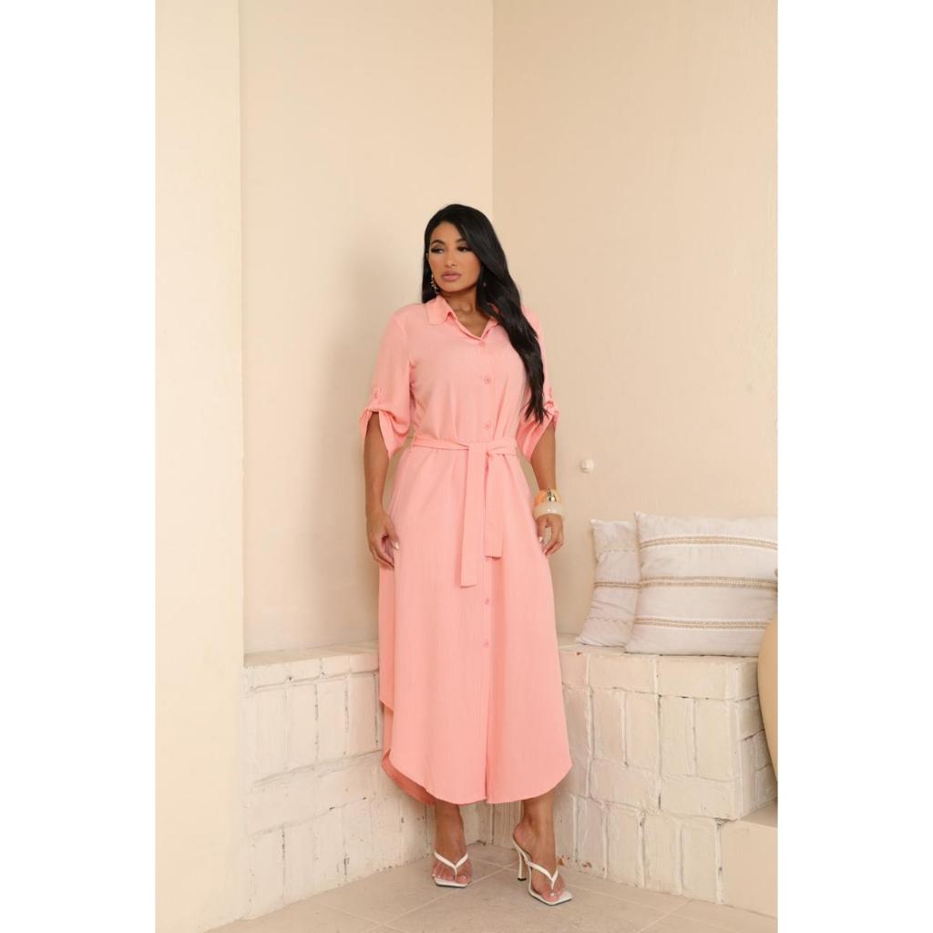 VESTIDO CHAMISE MANGA 3/4 COM LAÇO PRA AMARRAR em Oferta na Shopee