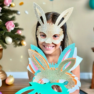 KIT Máscara Páscoa Rosto EVA GLITTER com elástico Páscoa festas aniversário em Oferta na Shopee