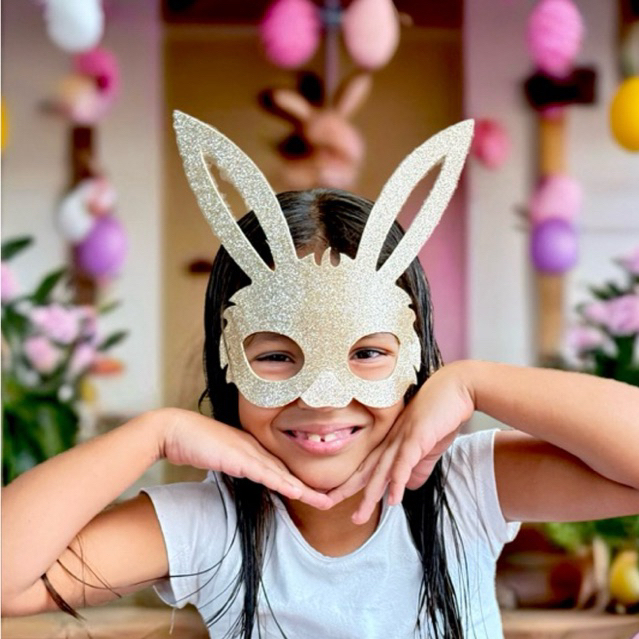 Máscara Páscoa ROSTO GLITTER  com elástico, para festa, criança, adulto em Oferta na Shopee