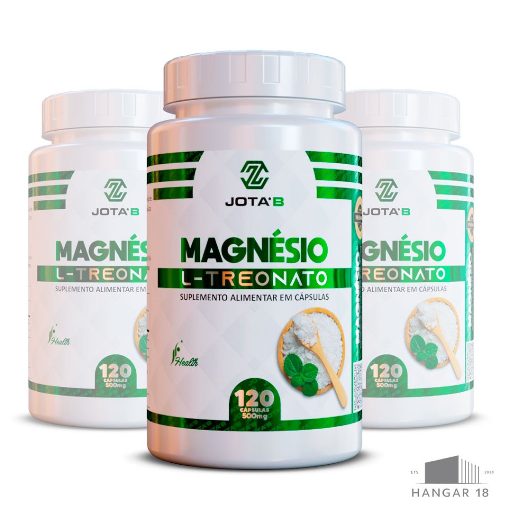 Magnésio L-Treonato 500mg | 120 Cápsulas | Foco, Memória, Concentração e TDH | Suplemento Premium