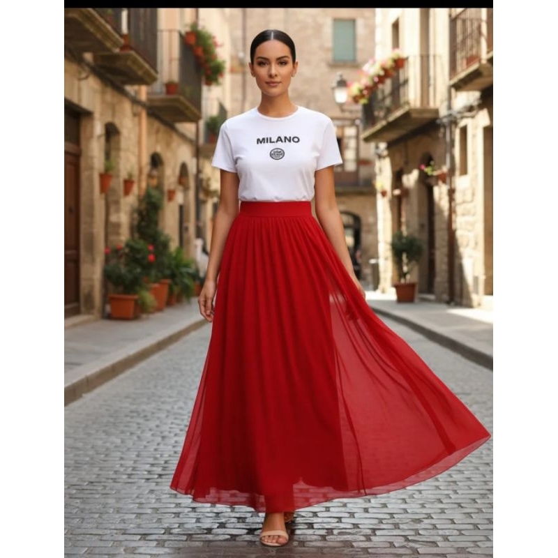 Saia Longa de Tule Cristal com Brilho Glitter com Forro elanca Evitando Transparência