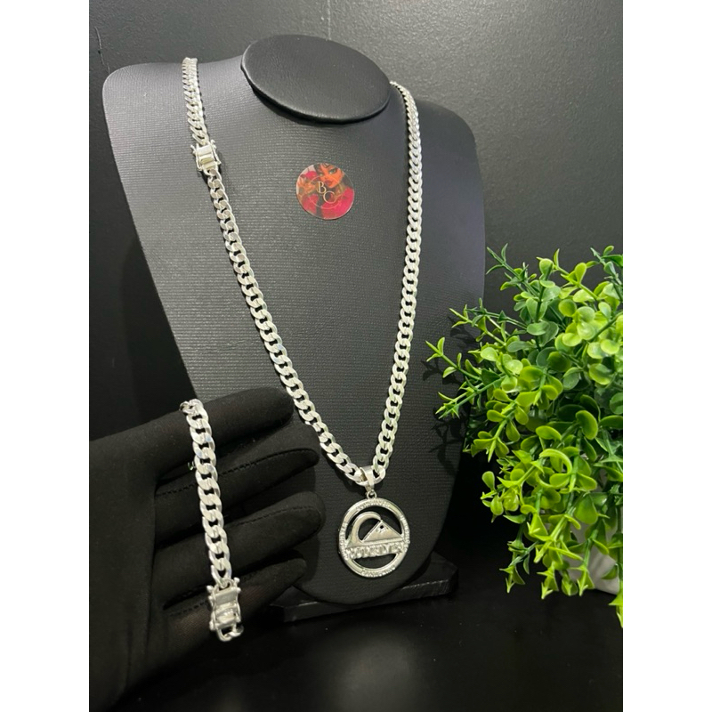 Conjuto corrente e pulseira prata 925 escama peixe - 10mm/70cm trava segura anti furto