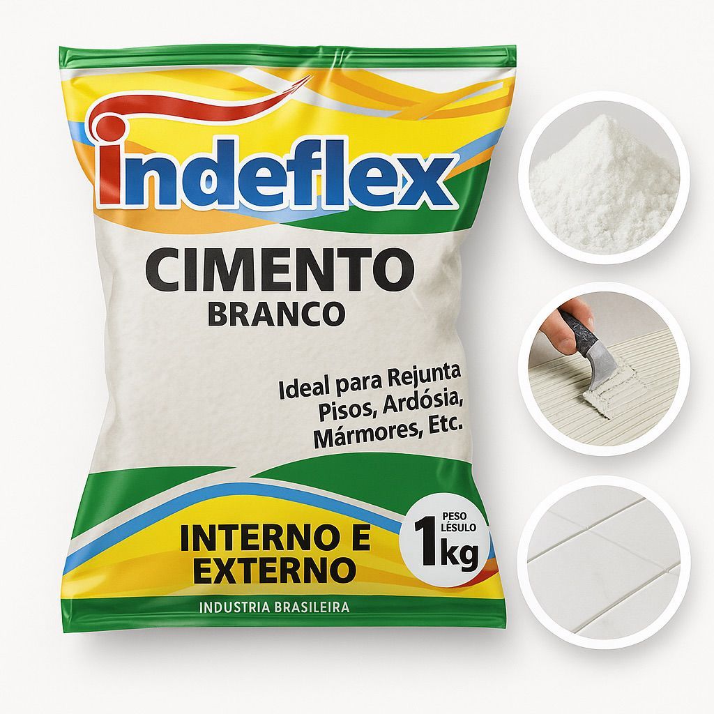 Cimento Branco Indeflex 1kg Super Resistente Artesanato Servicos Gerais