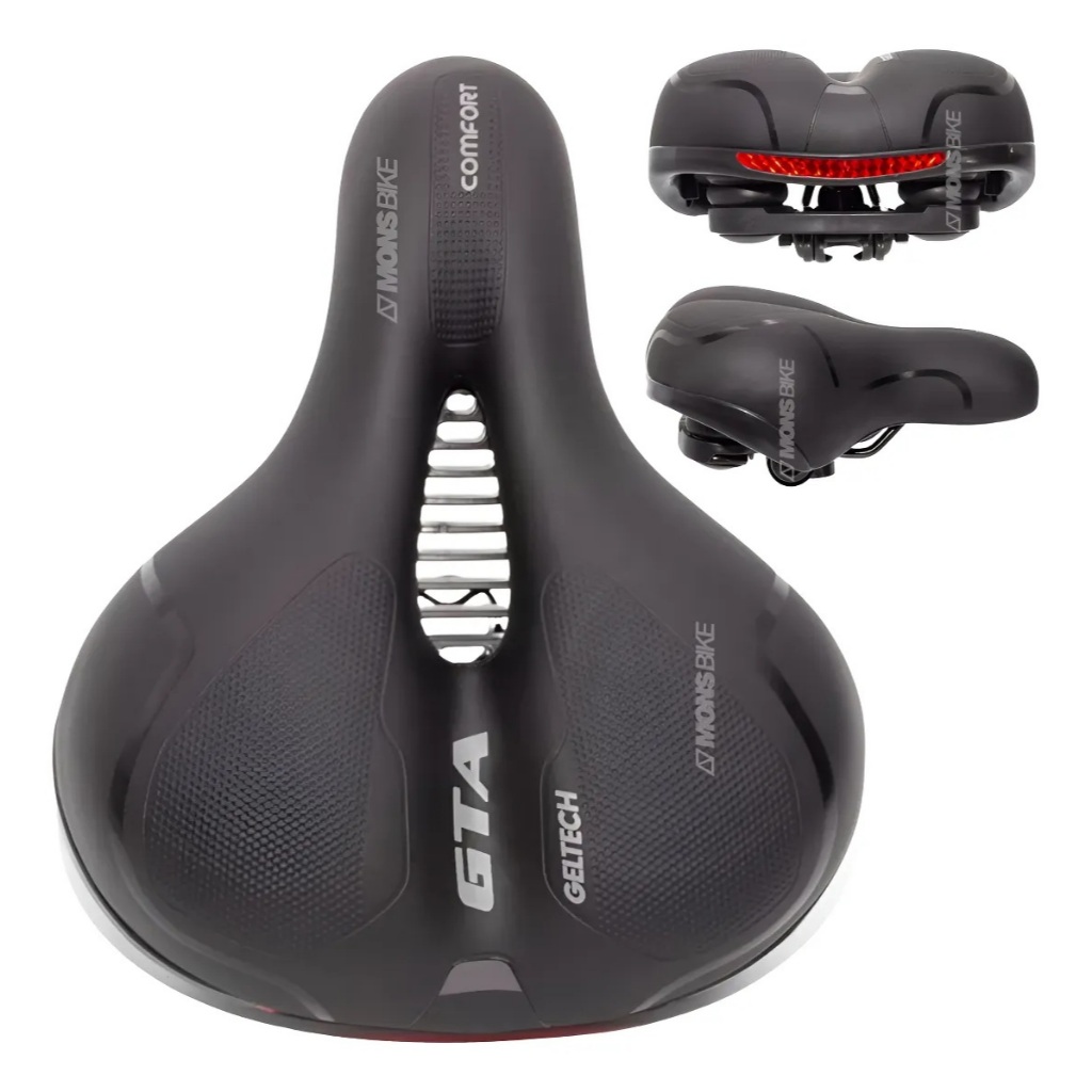 Banco Sela Selim Gta Gel Confort Super Macio, Confortável C/ Elastômero e Refletor Bike Aro 26 ou 29