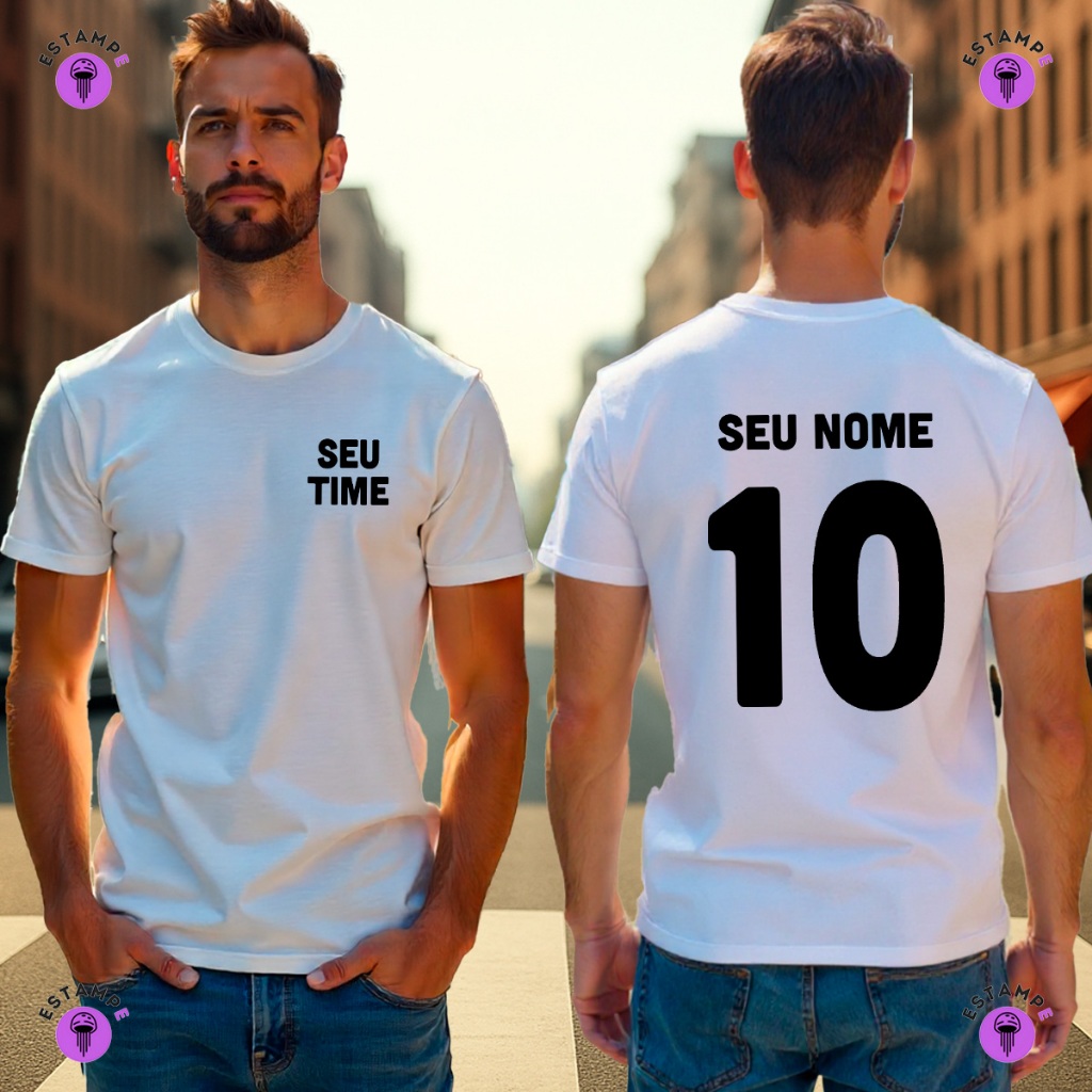 Camisa Camiseta Seu time e Seu Nome Blusa 100% Algodão Premium Adulto Unissex