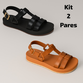 KIT 2 Pares Sandália Papete Plataforma Feminina Adulta Confort Lançamento em Oferta na Shopee