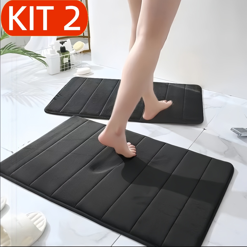 KIT 2 Tapete Soft Macio Antiderrapante Banheiro Sala e Quarto Super Absorvente  60x40cm