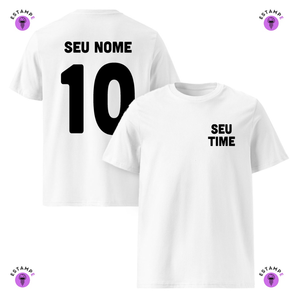 Camisa Camiseta Infantil Personalizada Seu Time e Seu Nome Blusa 100% Algodão Premium Unissex Menino Menina