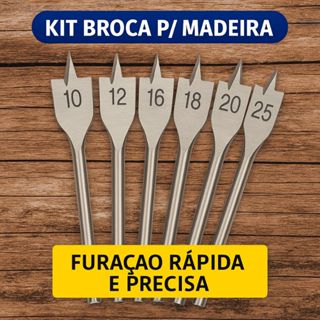 Jogo De Brocas Chata Para Madeira 6 Peças Marcenaria em Oferta na Shopee
