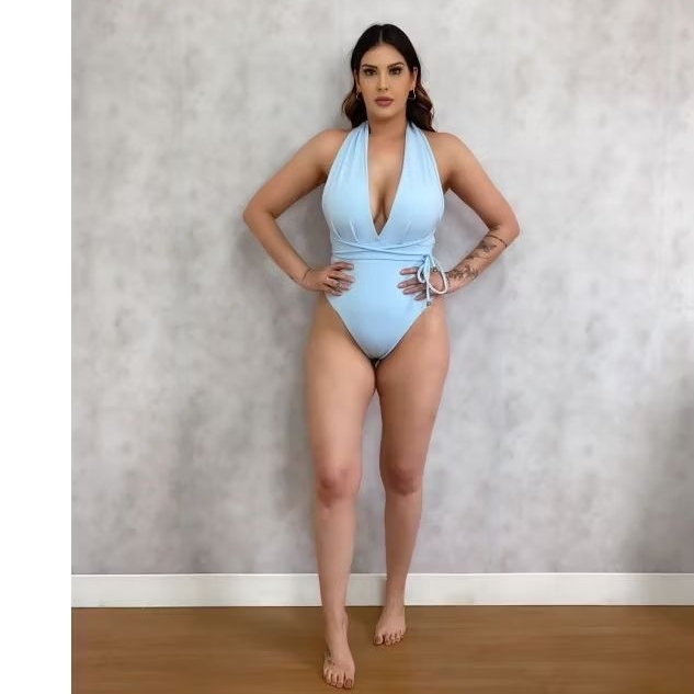 Maiô Feminino Cavado Decote Detalhe  Moda Praia