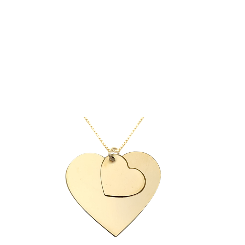 Colar Pingente Coração Duo Banhado a Ouro 18K, Ouro Branco 18K. Ouro Rose 18K Personalizado a Laser Foto, Frase.