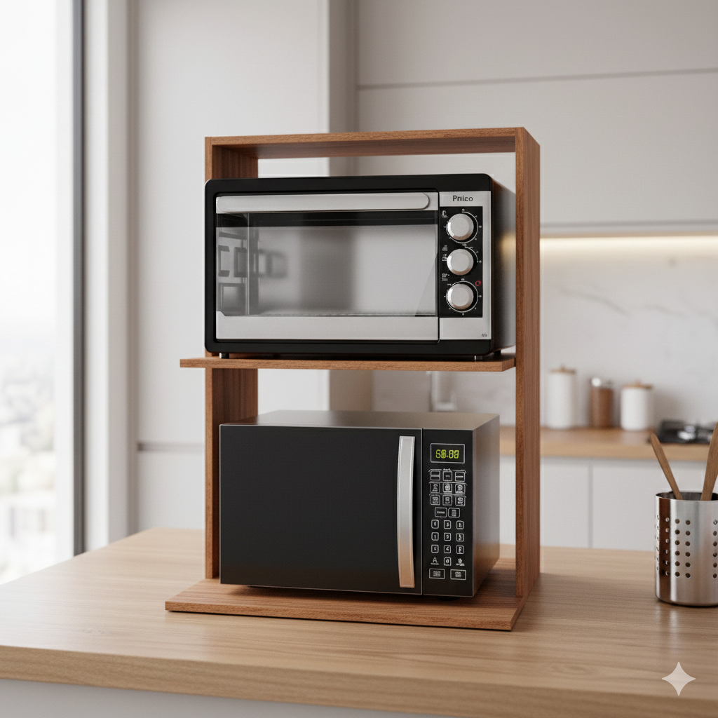 Suporte Suspenso de Cozinha Para Micro-ondas e Forno Elétrico, Organizador Moderno