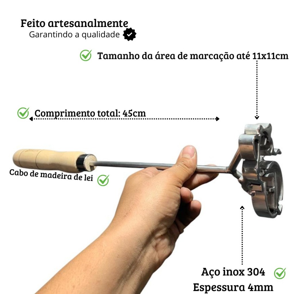 Ferro De Marcar Gado Em Aço Inox
