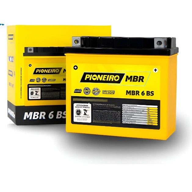 Bateria De Moto Pioneiro 12v-6ah Honda Cg 160-150-125 Fan-Titan-Fuel-Mix-Flex-Cargo-Job