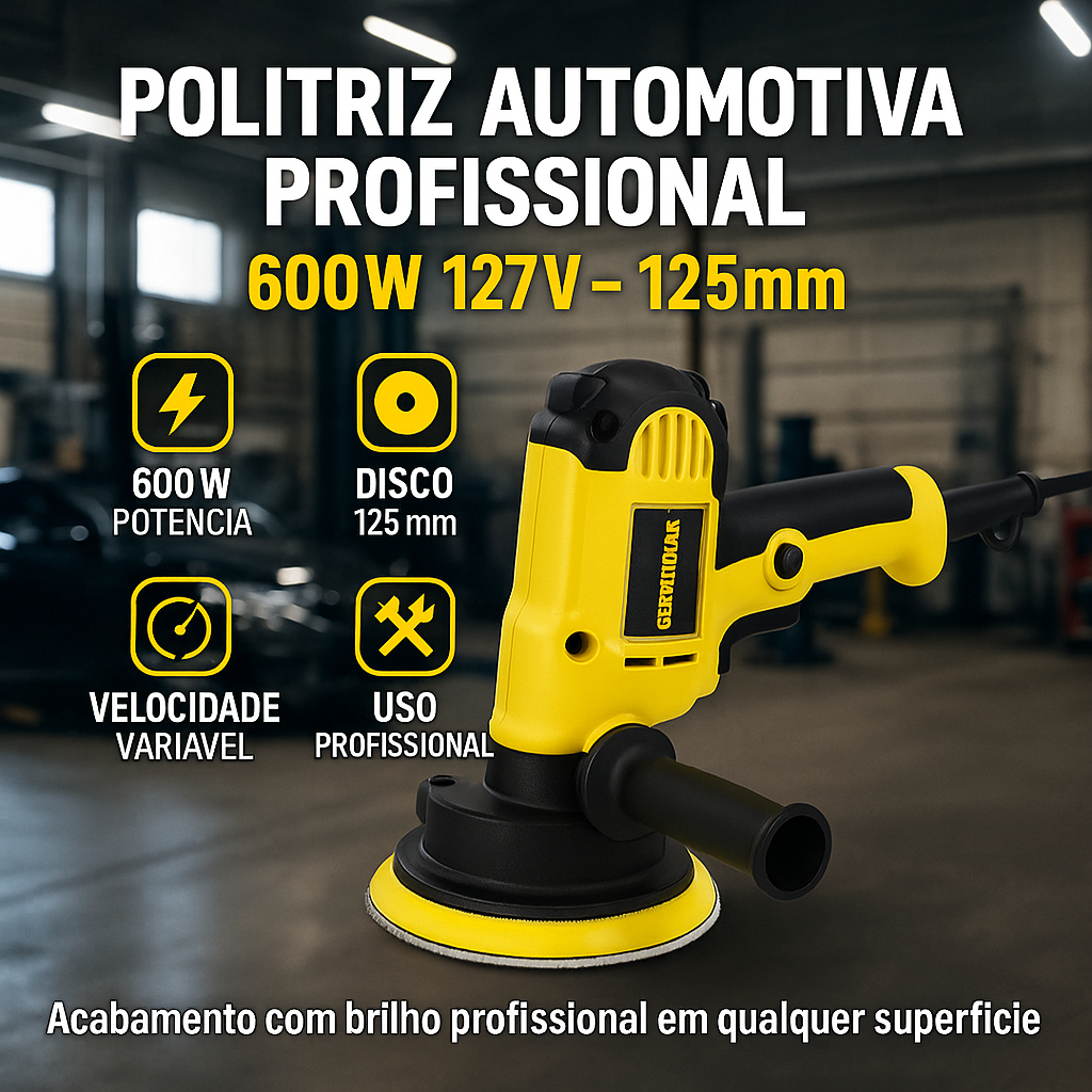 Politriz Automotiva Profissional 127v Lixadeira Alta Performance Acabamento