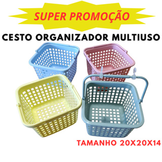Cesto Organizador Multiuso Colorido com Alça grande, Banheiro, Lavanderia, Escritório, prendedor em Oferta na Shopee