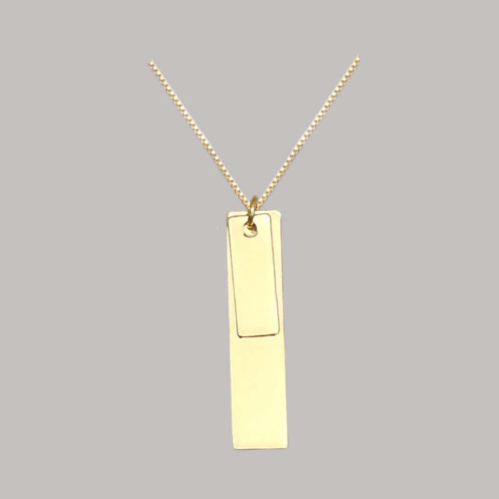 Colar Pingente Pendulo Duo Banhado a Ouro 18K, Ouro Branco 18K, Ouro Rose 18K Personalizado a Laser Foto, frase, simbolo