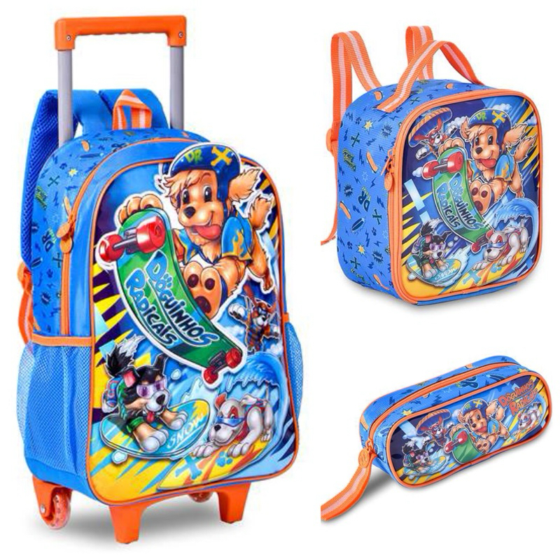 Kit Mochila Bolsa Escolar Rodinhas Infantil Unicórnio Menina Lancheira Térmica Estojo Organizador em Oferta na Shopee