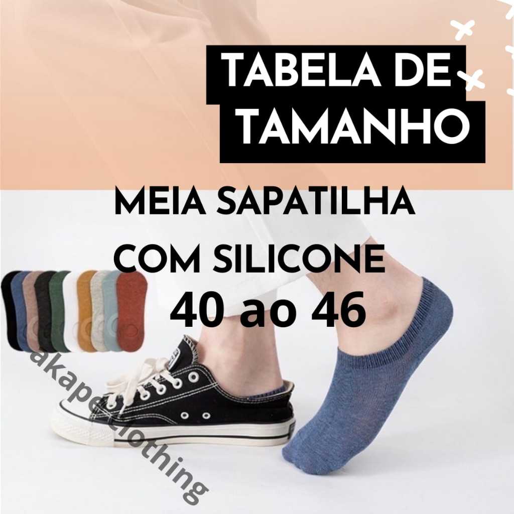 Kit 12 - 6 pares de Meia Sapatilha com Silicone Algodão Confort Adulto Alta Qualidade.