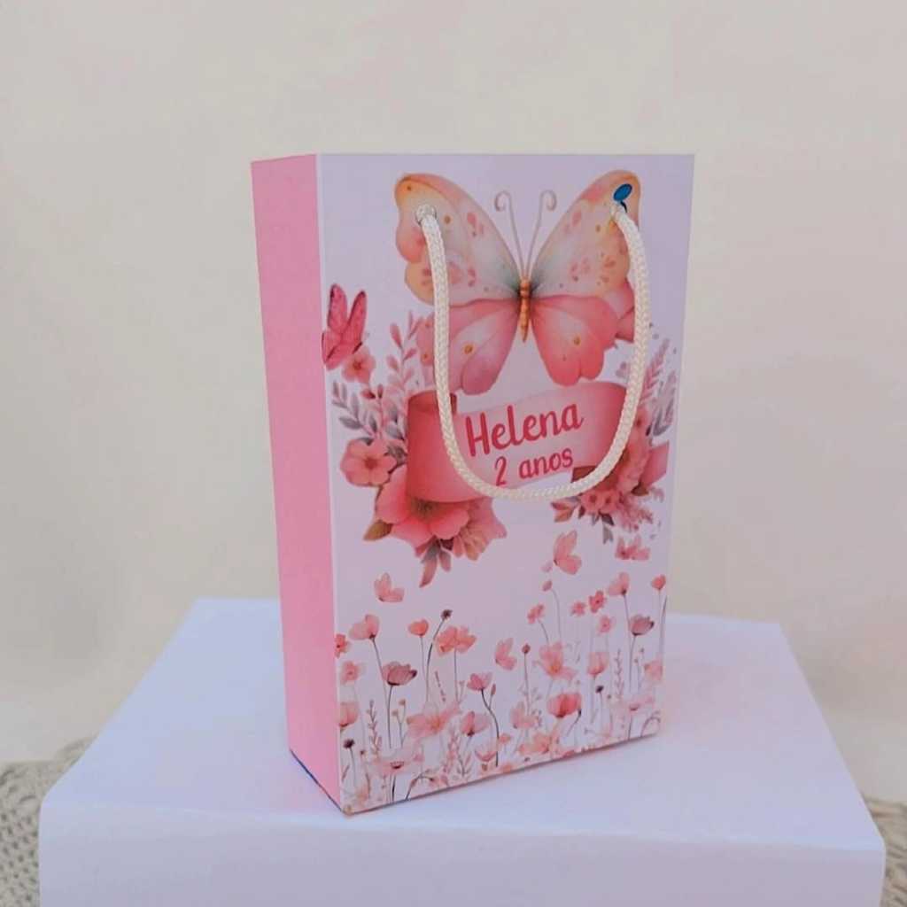 Kit Sacolinha Surpresa Festa Infantil Personalizado Borboletas | Lembrancinhas | Aniversário | PEGUE E MONTE