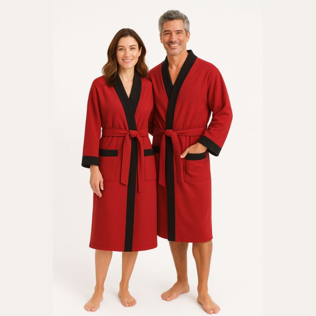 Kit 2 Roupões Casal 100% Poliéster Atoalhado Unissex – Hobe Adulto Feminino E Masculino Conforto Home