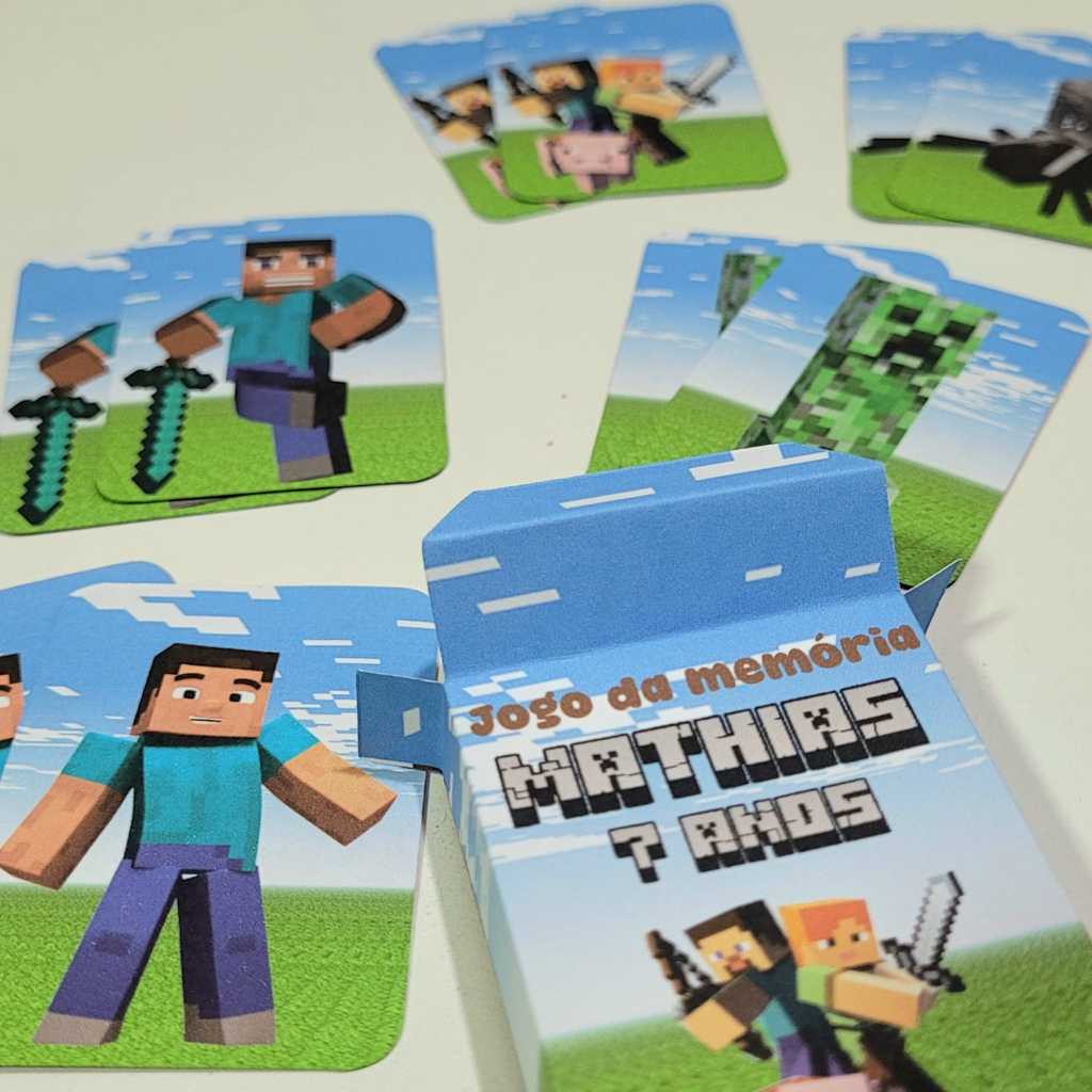 JOGO DA MEMÓRIA PERSONALIZADO MINECRAFT LEMBRANCINHA PERSONALIZADA PARA ANIVERSÁRIO