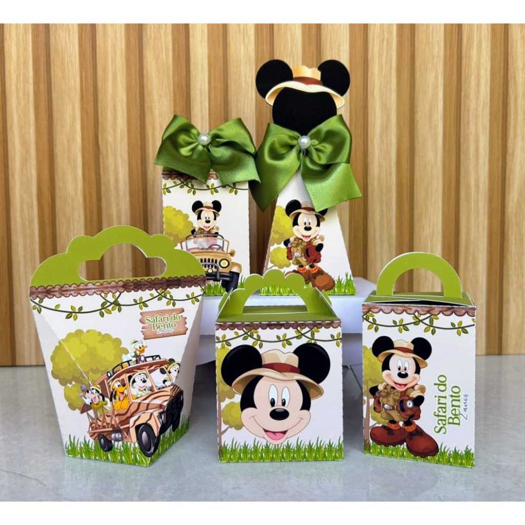 Kit Festa Personalizados Mickey Safari PEGUE E MONTE l Lembrancinhas l Caixinhas para Festas l Festa Infantil.