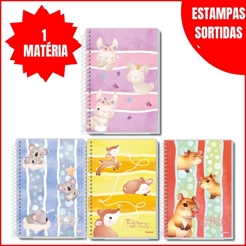 kit 8 Caderno Universitário Capa Dura  80 Folhas LaLa Pets, D'tales e My Collection Credeal