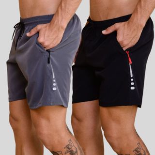 Kit 2 bermuda-shorts masculino Tam M ao G5 com elastano lycra praia Esportiva Seca Rápido Academia em Oferta na Shopee