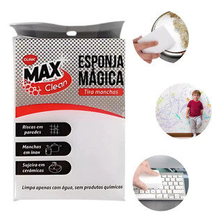 Kit Esponja Bucha Mágica Branca Grande Tira Manchas Max Clean Clink