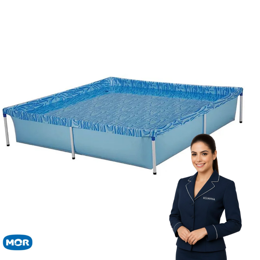 Piscina Infantil Quadrada Desmontável em Lona PVC Reforçado - 1500 Litros | Premium MOR em Oferta na Shopee